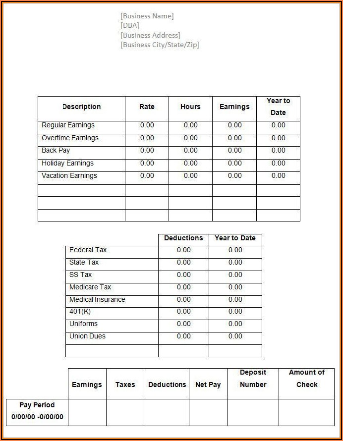 Pay Stub Template Doc