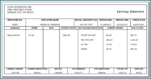 Pay Stub Template Free Online