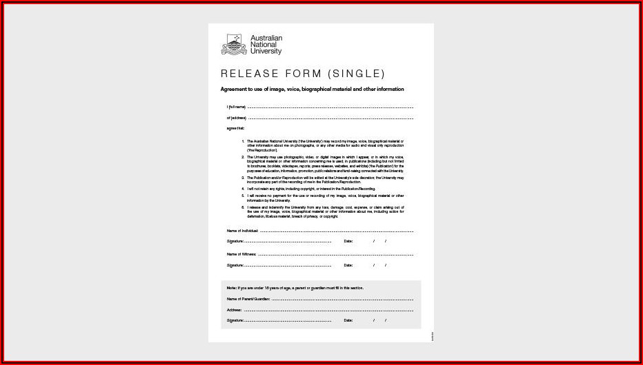 Photography Consent Form Template Australia