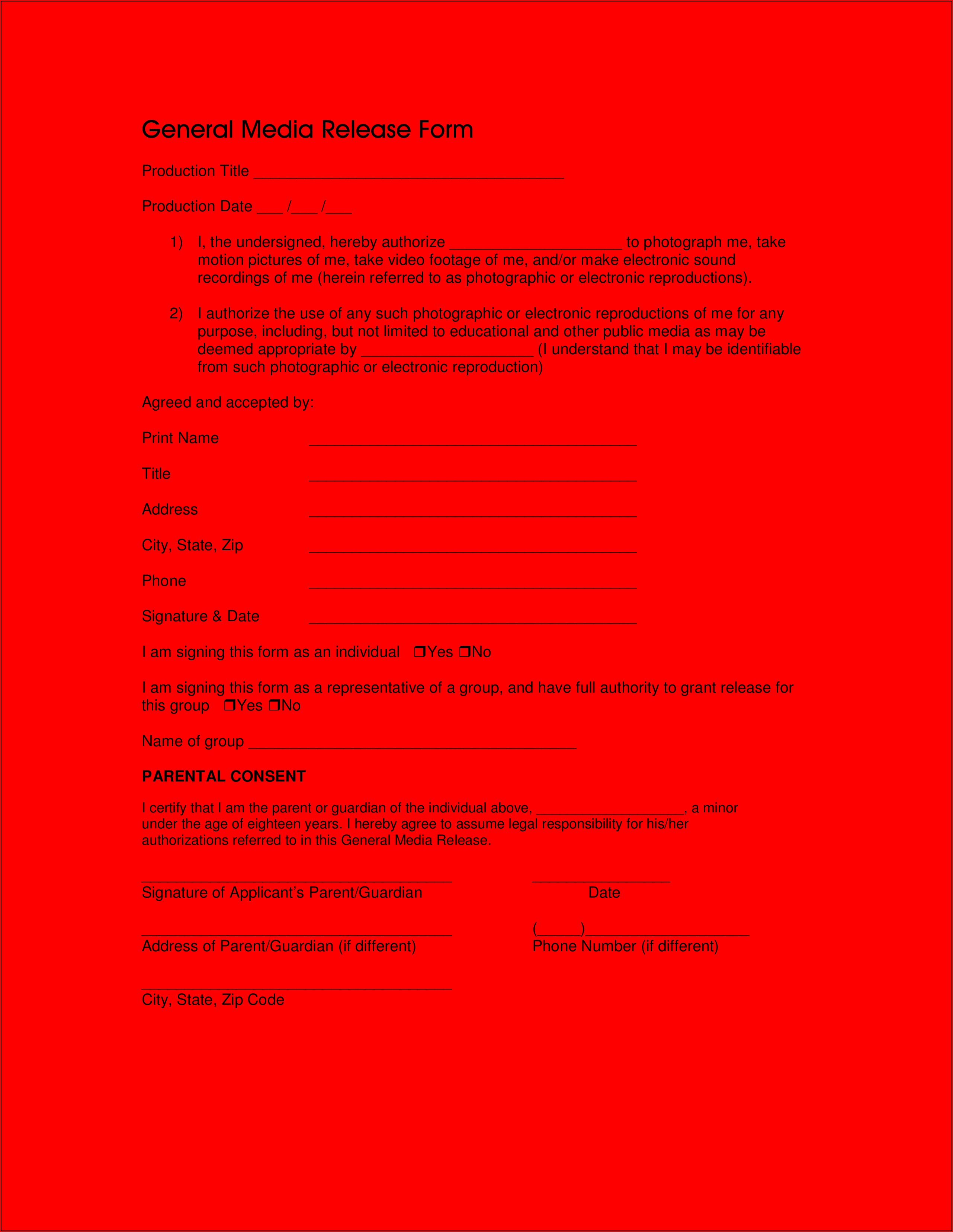 Photography Consent Form Template Gdpr