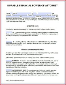 Power Of Attorney Form Free Printable