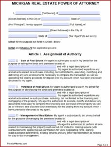 Power Of Attorney Form Free Printable Michigan