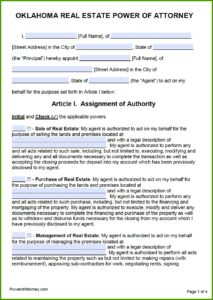 Power Of Attorney Form Oklahoma Free