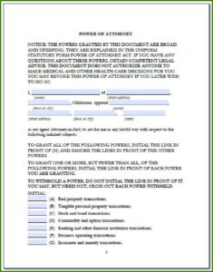 Power Of Attorney Form Oklahoma Medical