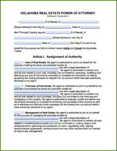 Power Of Attorney Oklahoma Form