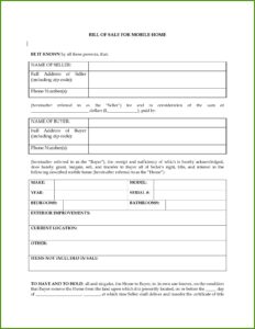 Printable Bill Of Sale Form For Rv
