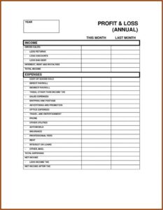 Profit Loss Statement Template Free