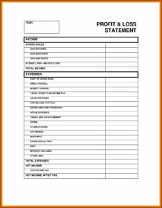 Profit Loss Statement Template Pdf