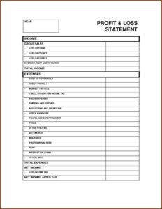 Profit Loss Statement Template Sole Proprietorship