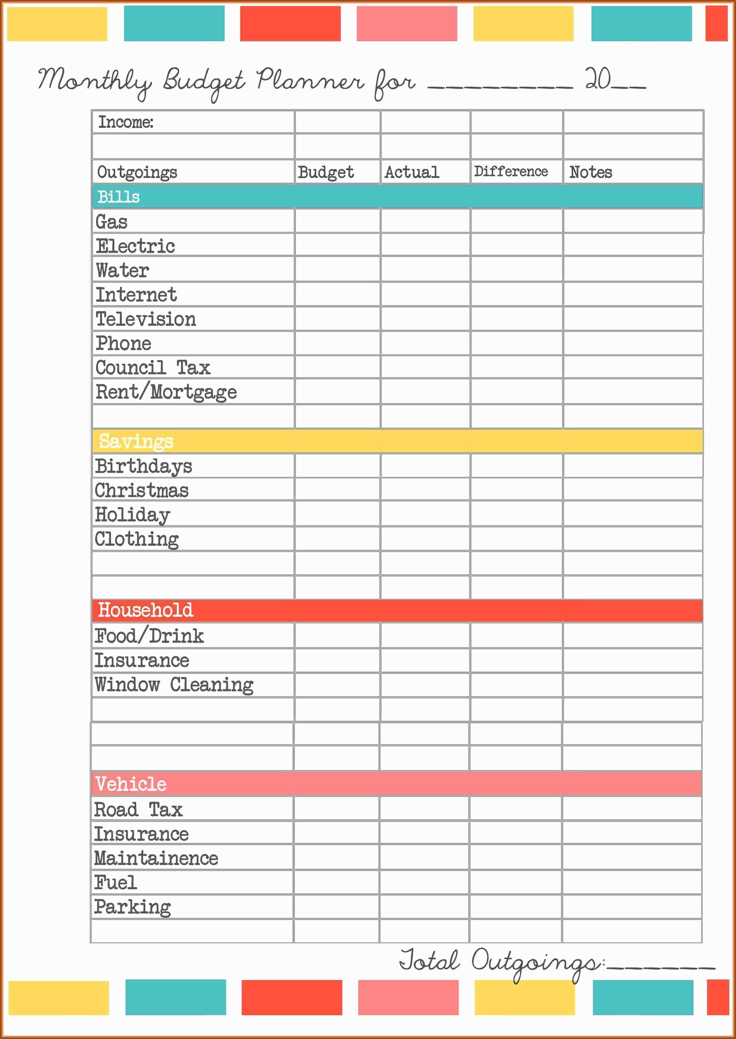 Project Budget Plan Template Excel