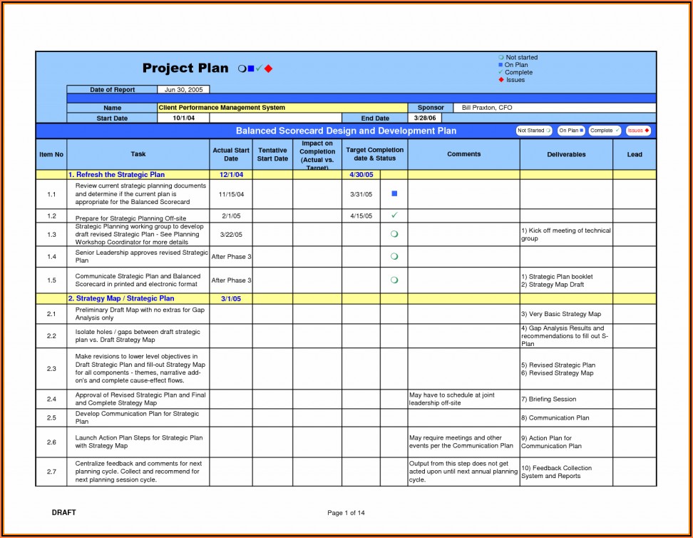 Project Implementation Plan Template Excel