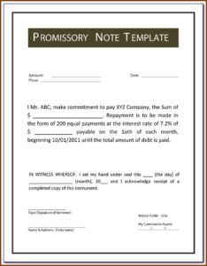 Promissory Note Format In India