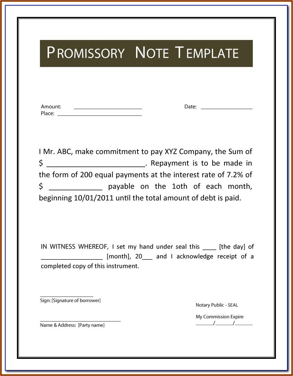 Promissory Note Format In India