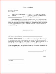 Quit Claim Deed Georgia Form Free