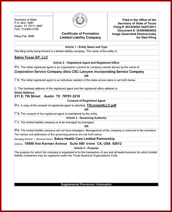 Registered Agent Consent Form Texas
