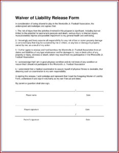 Release Of Liability Form Car Accident Template