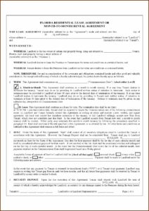 Rental Lease Agreement Fl Template