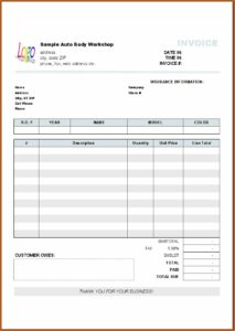 Repair Shop Invoice Template