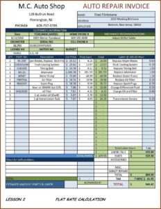 Repair Shop Invoice Template Free