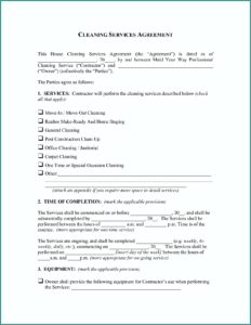 Residential Cleaning Contract Examples