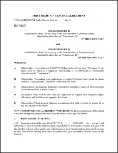 Right Of First Refusal Real Estate Contract Template