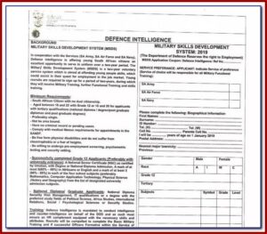 Sa Army Application Forms 2018 Download