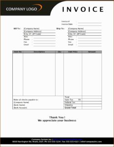 Sales Invoice Format In Word Free Download