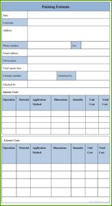 Sample Estimate Forms For Painting