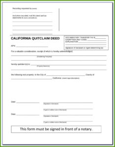 San Bernardino County Quit Claim Deed Form