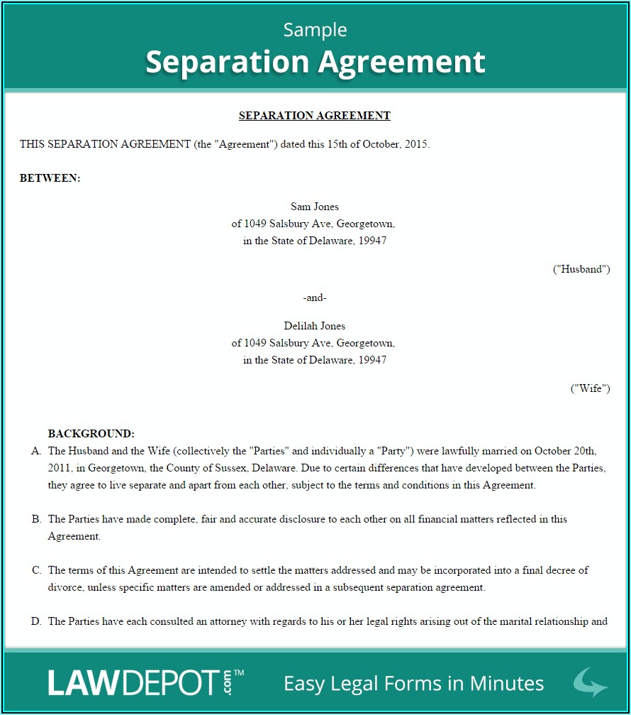 Separation Agreement Template Nc