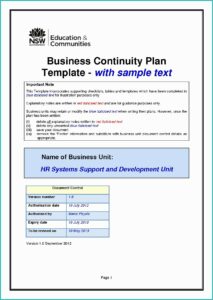 Simple Business Continuity Plan Template