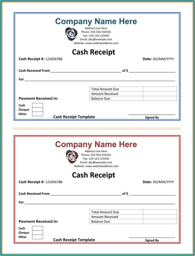 Simple Cash Receipt Template Free