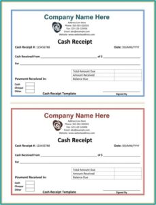 Simple Cash Receipt Template Word