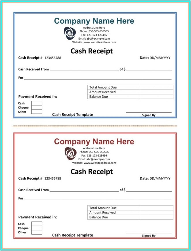 Simple Cash Receipt Template Word