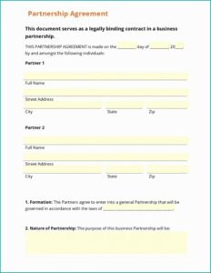 Simple Partnership Agreement Template Australia