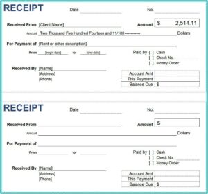 Simple Petty Cash Receipt Template