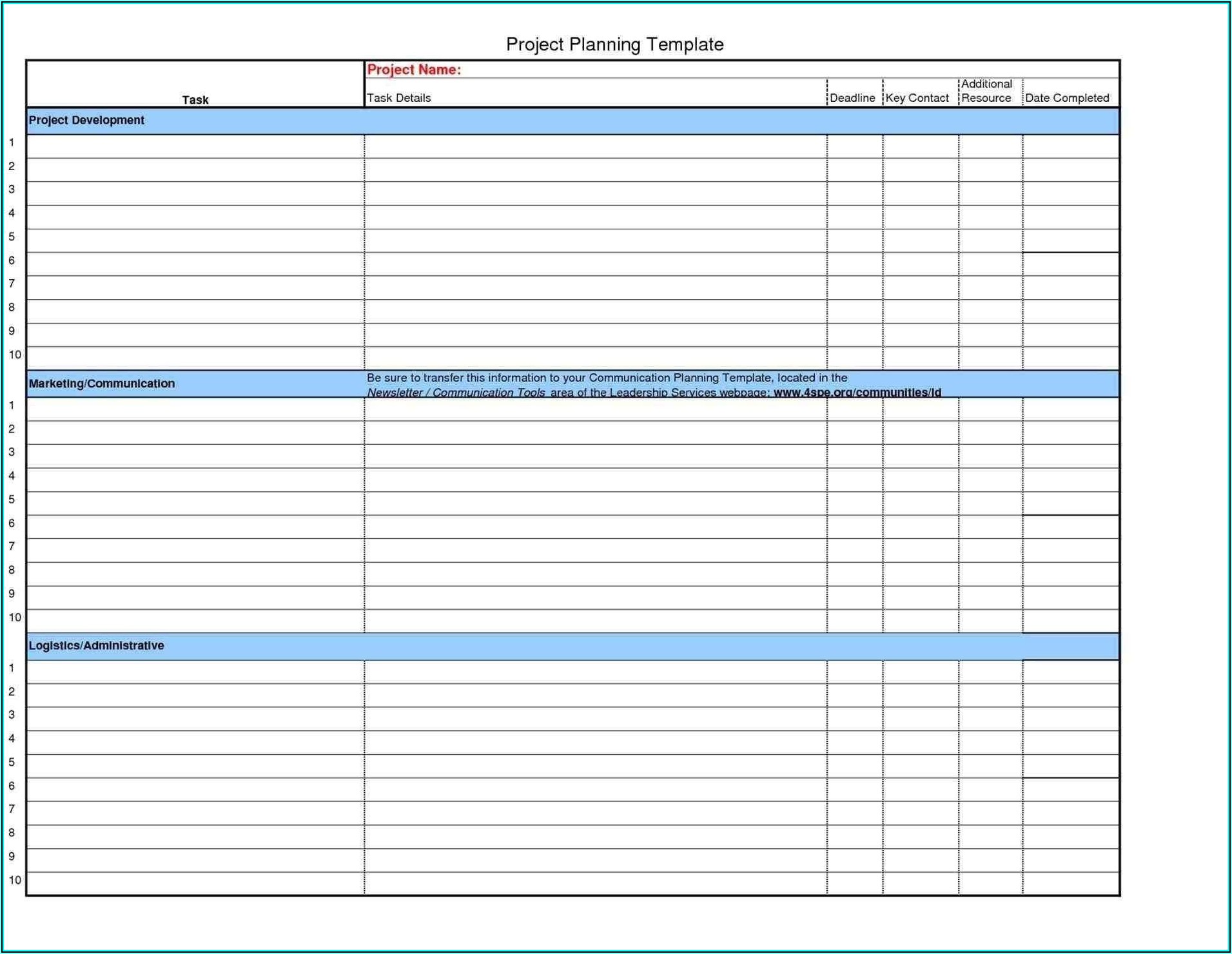 Simple Project Plan Template Excel Free Download