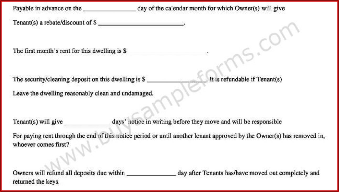 Simple Rental Agreement Format In Word