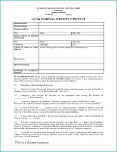 Snow Plow Contract Example