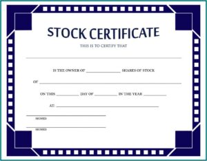 Stock Certificate Template Word Free