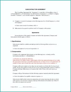 Subcontractor Agreement Template For Professional Services Uk