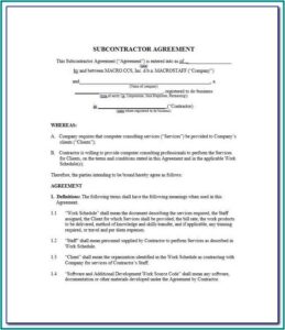 Subcontractor Agreement Template Free Nz