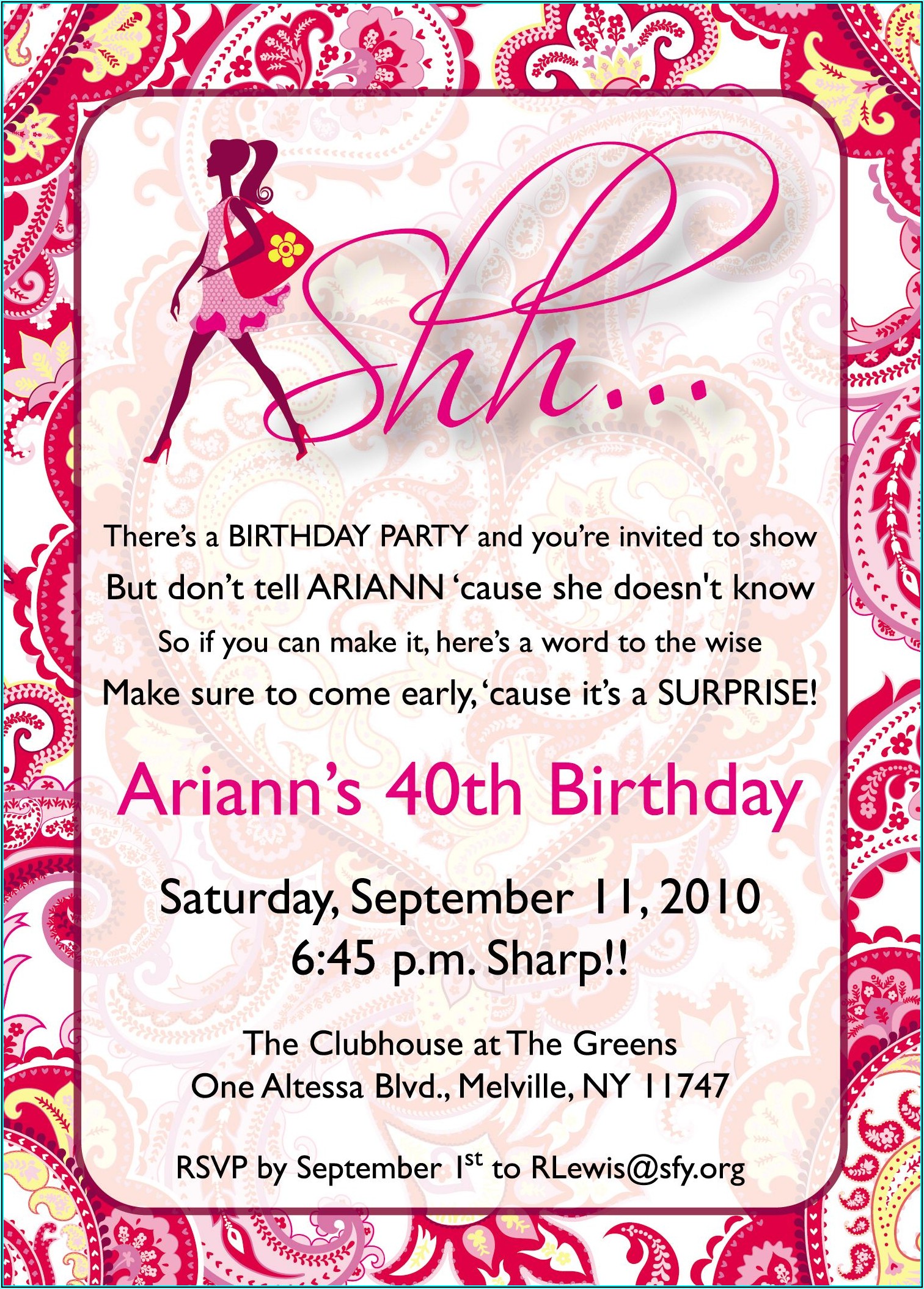 Surprise 40th Birthday Party Invitations Templates Free