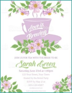 Tea Party Bridal Shower Invitation Template Free