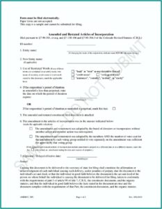 Template For Amendment To Articles Of Incorporation