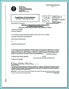 Template For Articles Of Incorporation