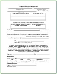 Temporary Guardianship Agreement Form Michigan