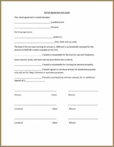 Tenancy Agreement Template Word