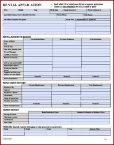 Tenant Rental Application Form Florida