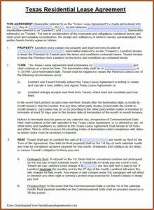 Texas Land Lease Agreement Template